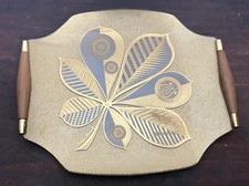 MCM Georges Briard Heritance Glass Serving Chestnut Leaf Tray