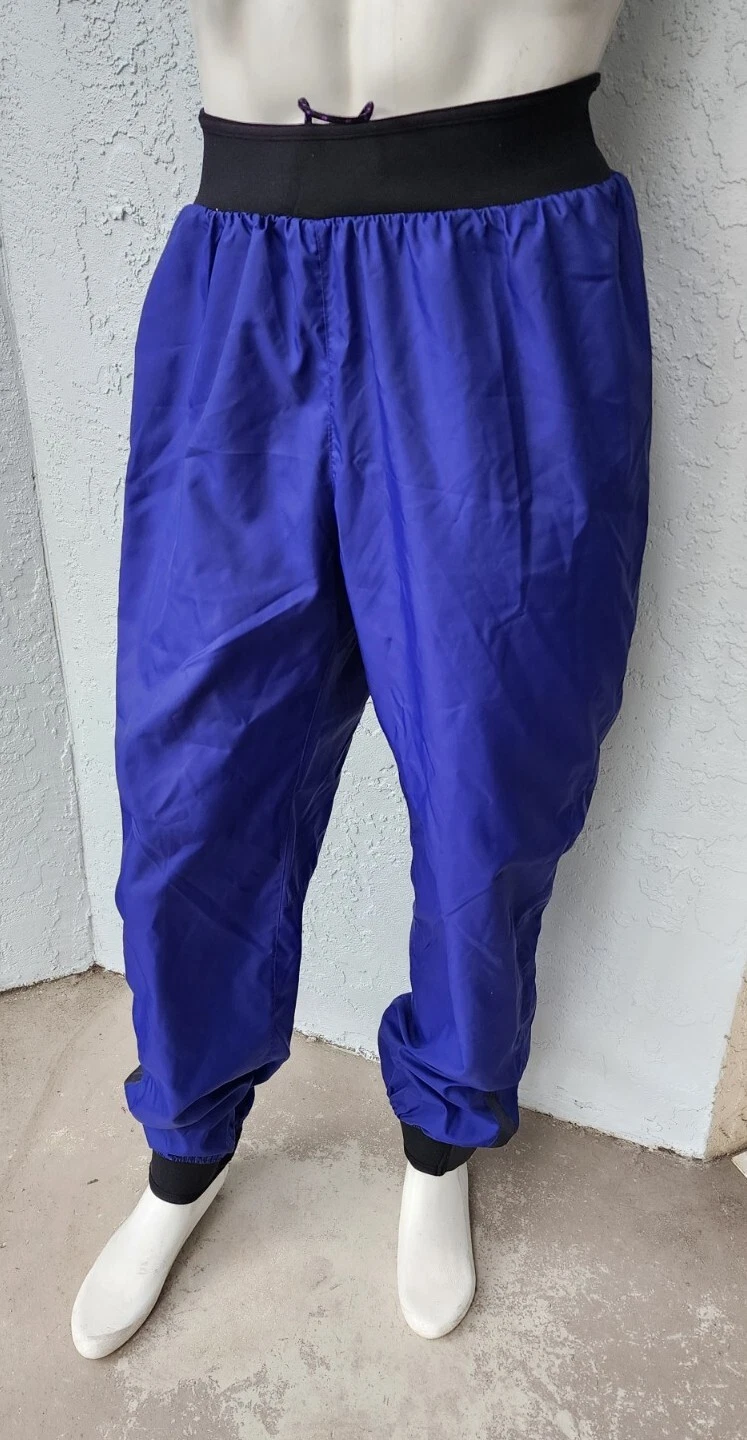 VINTAGE Patagonia Rain Pants Purple Blue Windebreaker Neoprene Waist Ankles Mens