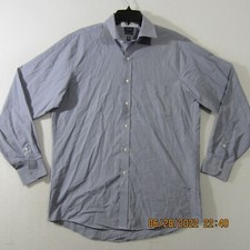 Arrow Shirt Mens 15-15.5 34/35 White Blue Button Up Long Sleeve Pocket Casual