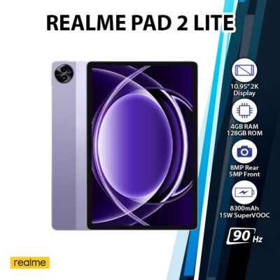 Realme Pad 2 Lite LTE Global Ver. Android PC Tablet (Purple/4GB+128GB/ Wi-Fi+4G)