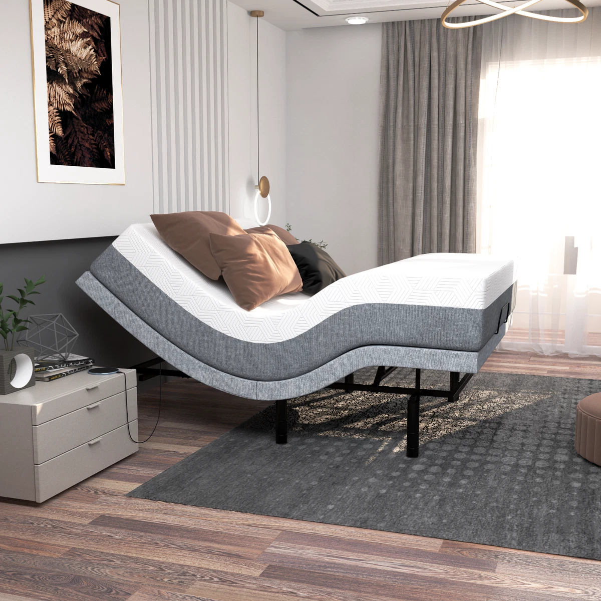 Queen Zero Gravity Adjustable Bed Frame Dual Massage Remote with