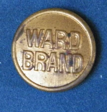 Bb WARD BRAND Antique Brass OVERALL BUTTON border Wobble shank