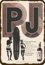 1970 Paul Jones Whiskey & Surfboard Vintage-Look DECORATIVE REPLICA METAL SIGN