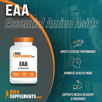 BulkSupplements Essential Amino Acids (EAA) Capsule 180ct - 1g Per Serving