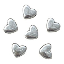 20 Tibetan Silver Puffed 10x9mm Heart Solid Metal Spacer Valentine Hearts Beads