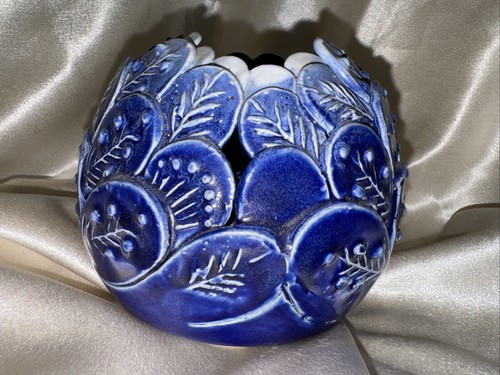 Mid-Century Modern Swedish Blue Glazed Clay Stoneware Vase Solsieg Signed - Picture 4 of 17