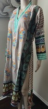 NWOT Handmade BOHEMIAN Cover Up Embroidered Maxi Dress Side Slits sz XS S