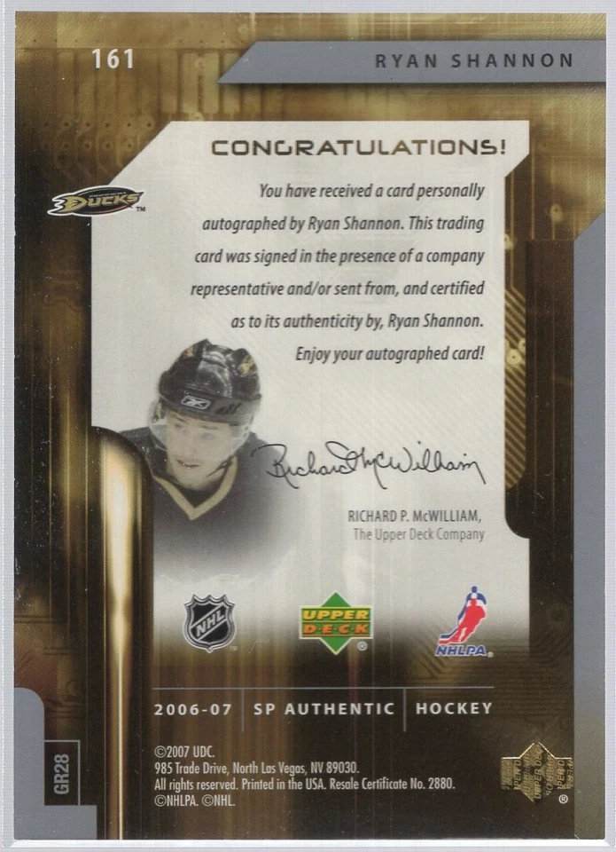 * 2006-07 SP Authentic (Future Watch) #161 - RYAN SHANNON (231/999) - Image 2 of 2