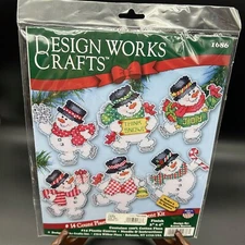 NEW Design Works Crafts 14ct Plastic Canvas Snowman Ornament Kit