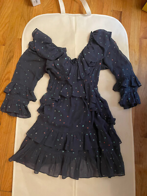 Rebecca Taylor 100% Silk Blue Glitter Polka Dot Ruffle Wrap Dress - Size 00 | eBay Rebecca Taylor 100% Silk Blue Glitter Polka Dot Ruffle Wrap Dress - Size 00 | eBay