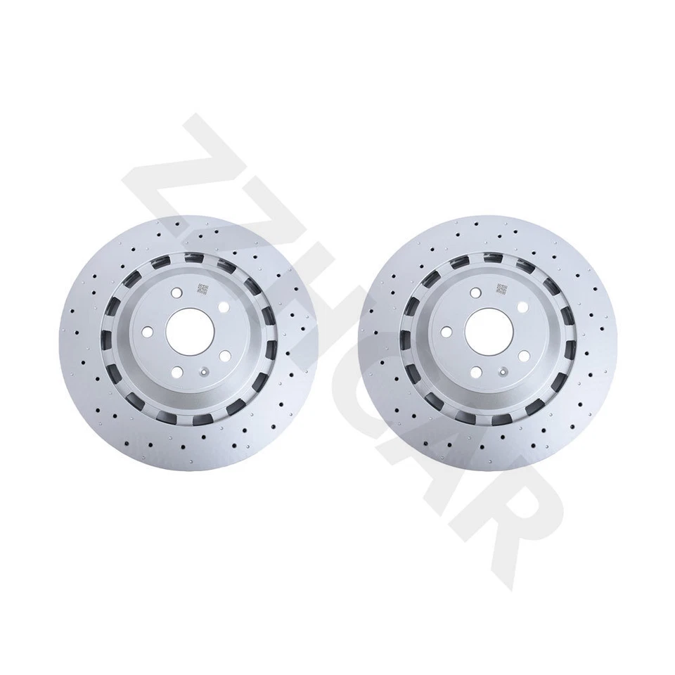 New Set of 2 Front Drilled 370mm Disc Brake Rotors for 2017-2020 Audi RS3 Foto 3 de 4