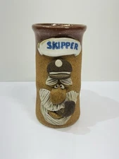 Funny Face Mug Skipper Captain Yacht Boat Studio Art Stoneware Pottery 5 1/2"