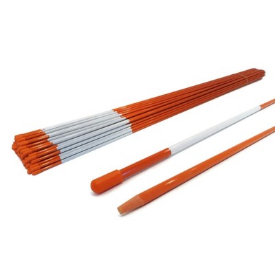 (Pack of 100) 5/16'' Orange, Snow Driveway Markers with 9'' Reflective Tape, Cap