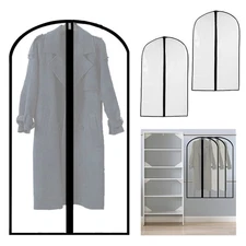 3 Pack Travel Garment Bag Suit Dress Storage 35" Clear Cover Zipper Coat Carrier