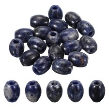 20 Pcs Large Hole 5mm Loose Stone Barrel Rondelle Beads, Blue
