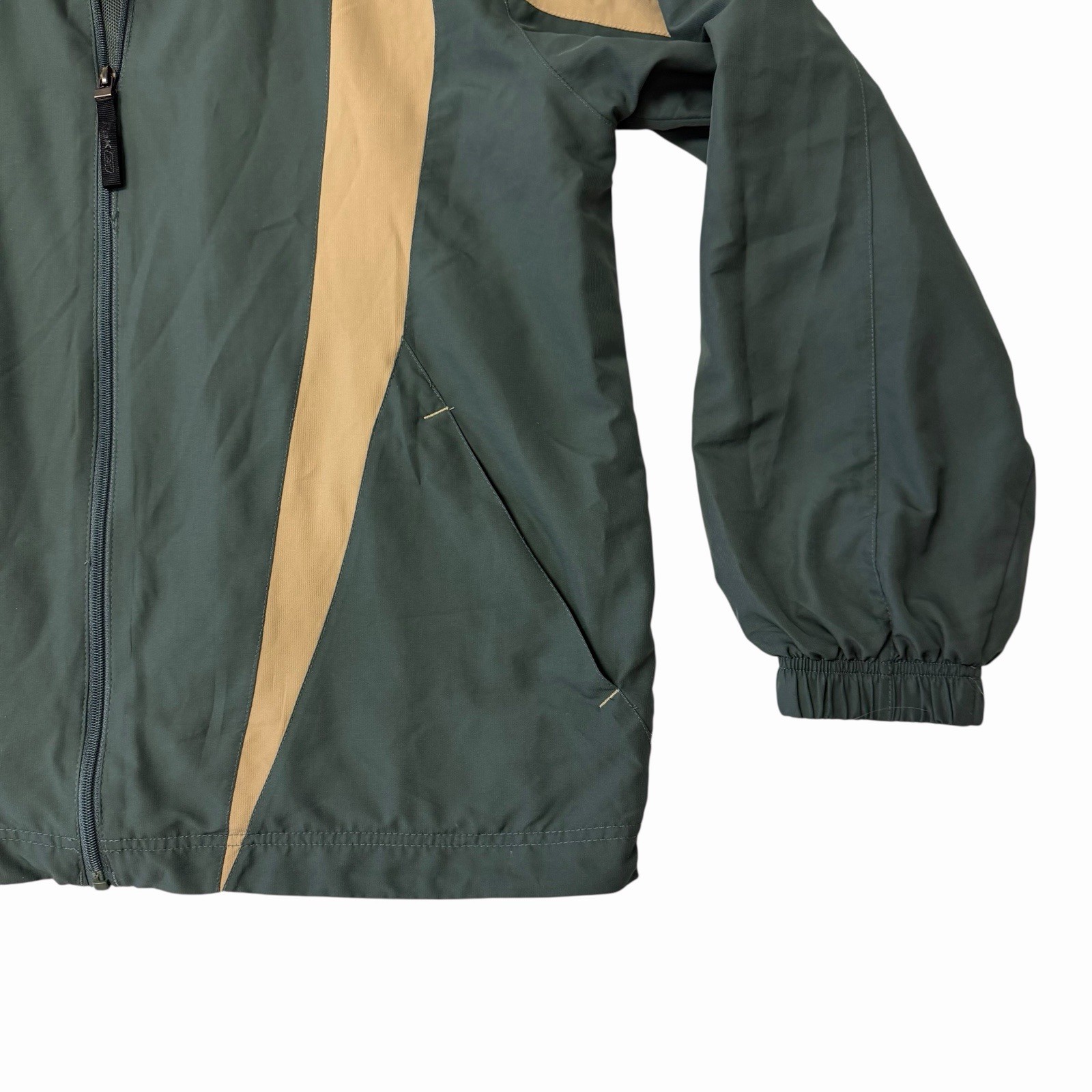 Classic Dark Green & Tan Men's Reebok Windbreaker Jacket Size Large Full Zip thumbnail 4