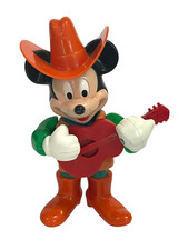 Vintage Disney Cowboy Mickey Mouse Strum'n Guitar Player Wind Up Toy Iilco
