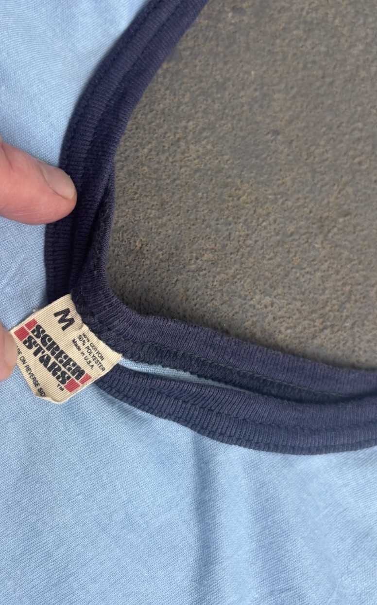 VTG 80s Screen Stars RINGER Baby Blue Tank Top.1 Of 1.distressed.Small/unisex image 3