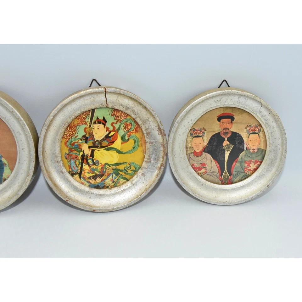 Marcos de pared plateados antiguos italianos florentinos chinos decoración miniatura 4,5" Foto 3 de 4