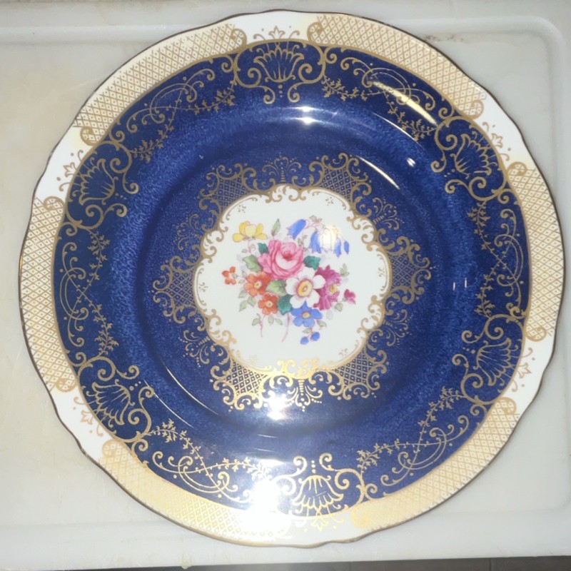 Royal Doulton Blue Gold Floral Porcelain Collector Plate English Decorative