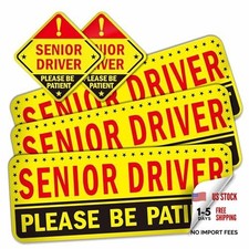 5 Reusable Senior Driver Stickers Non-Magnetic Reflective Please Be