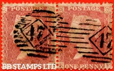 SG. 40. C10 (1). " KE KF ". 1d Rose - Red. Plate 45. A good used horizon B68163