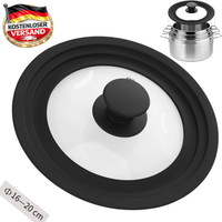 Universaldeckel Glas 16-20 Cm FüR Pfannen TöPfe HitzebestäNdig Mit Silikonrand