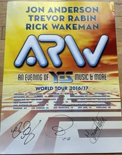 "YES" "ARW" Anderson, Rabin and Wakeman Autograph Poster 2016/17 Tour poster