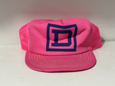 Vintage Pink Do It Center Hat   Block D Logo   Trucker Mesh Snapback 90s
