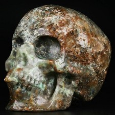 5.01" Chrysocolla Quartz Carved Crystal Skull, Super Realistic, Crystal Healing