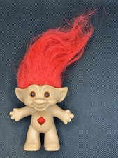 Vtg; Ace Novelty Treasure Troll Doll, Red Hair, Gem, 3" Tall, 1990's