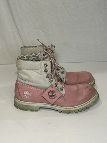 Stivali Timberland rosa pelle scamosciata donna 8 scarpe da lavoro escursionismo stivali retrò Y2K