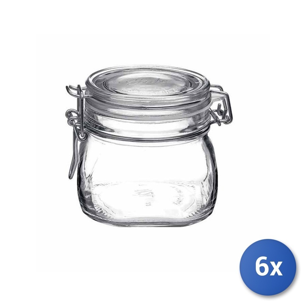 6X Glass Storage Jar 500 Ml. Airtight 1198