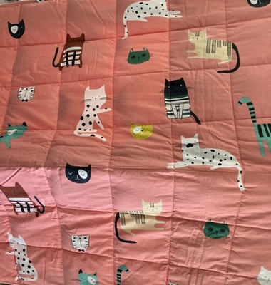 New 5 lbs Weighted Blanket 36x48'' Cotton for Kids Pink Cute Cats Washable Throw