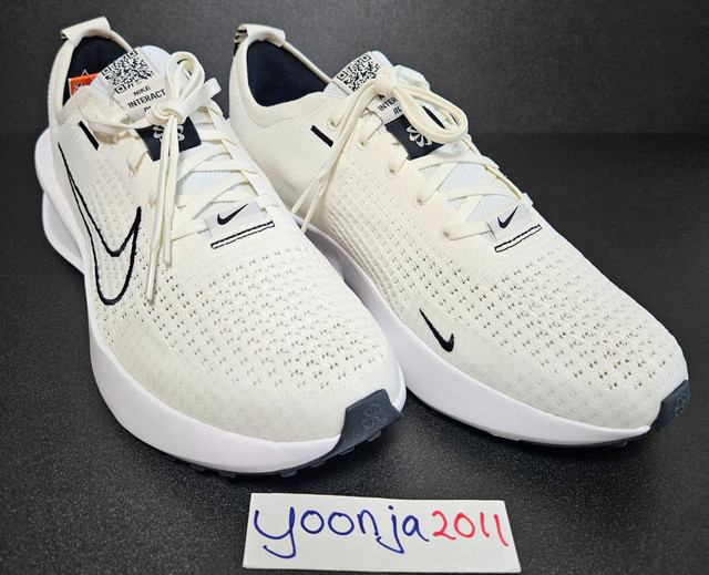 Nike Interact Run - Size 10.5 - Sail/White-Black-White - Style# FD2291 106 - New