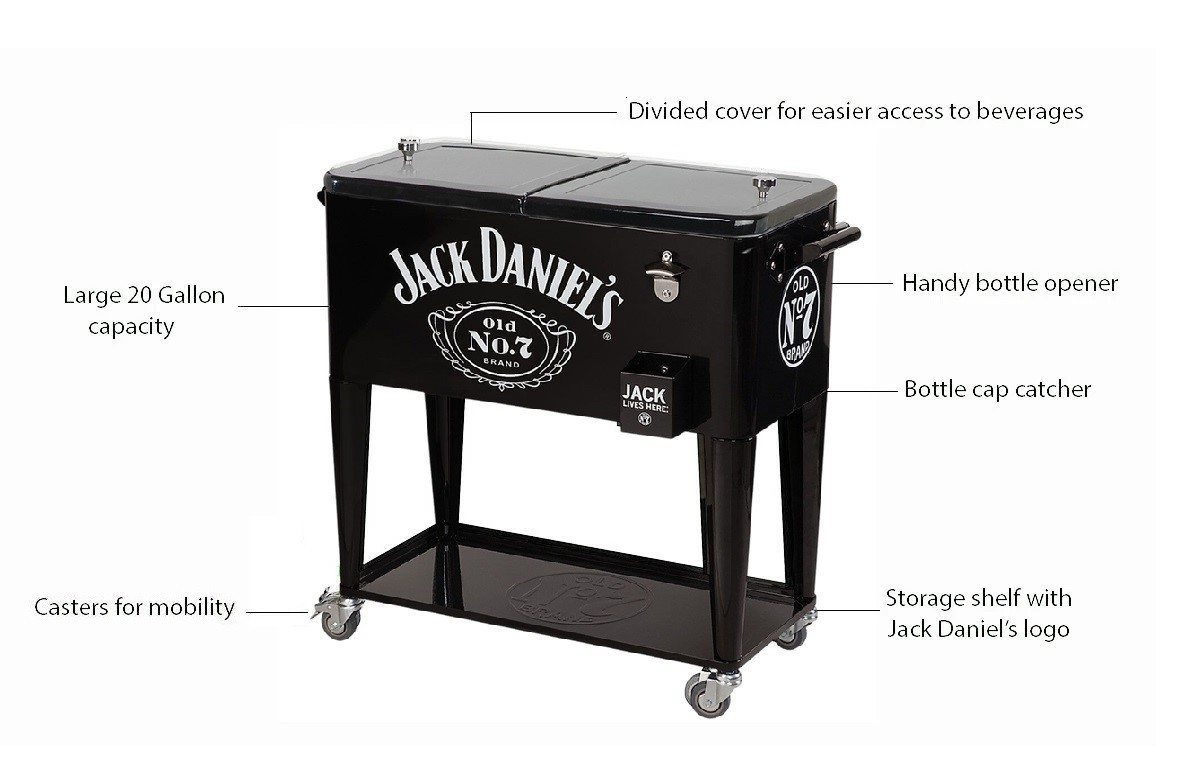 Jack Daniels Old No. 7 Rolling Beverage Cooler - Lives Here - BBQ
