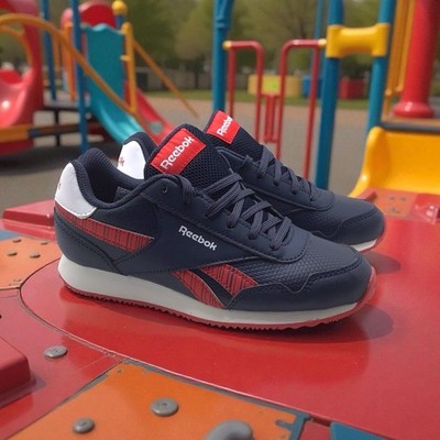 Reebok Royal CL Jog 3.0 Kids Sneakers Size 1 Navy Red White Retro Runner New 