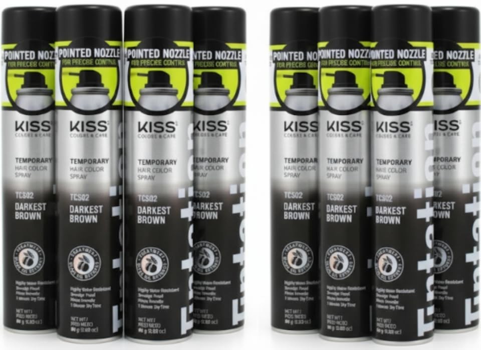 Tintación Temporal Color de Cabello Spray, 2.82 OZ Marrón Más Oscuro, (Paquete de 8)