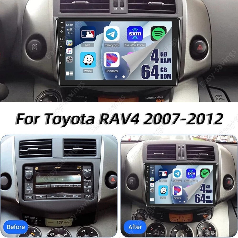 64GB For Toyota RAV4 2006-2012 Apple Carplay Android 15 Car Radio Stereo Wifi BT