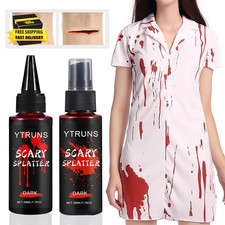Halloween Fake Blood Makeup Kit, 1.76Oz Fake Blood Spray +1.76Oz Dripping Blood