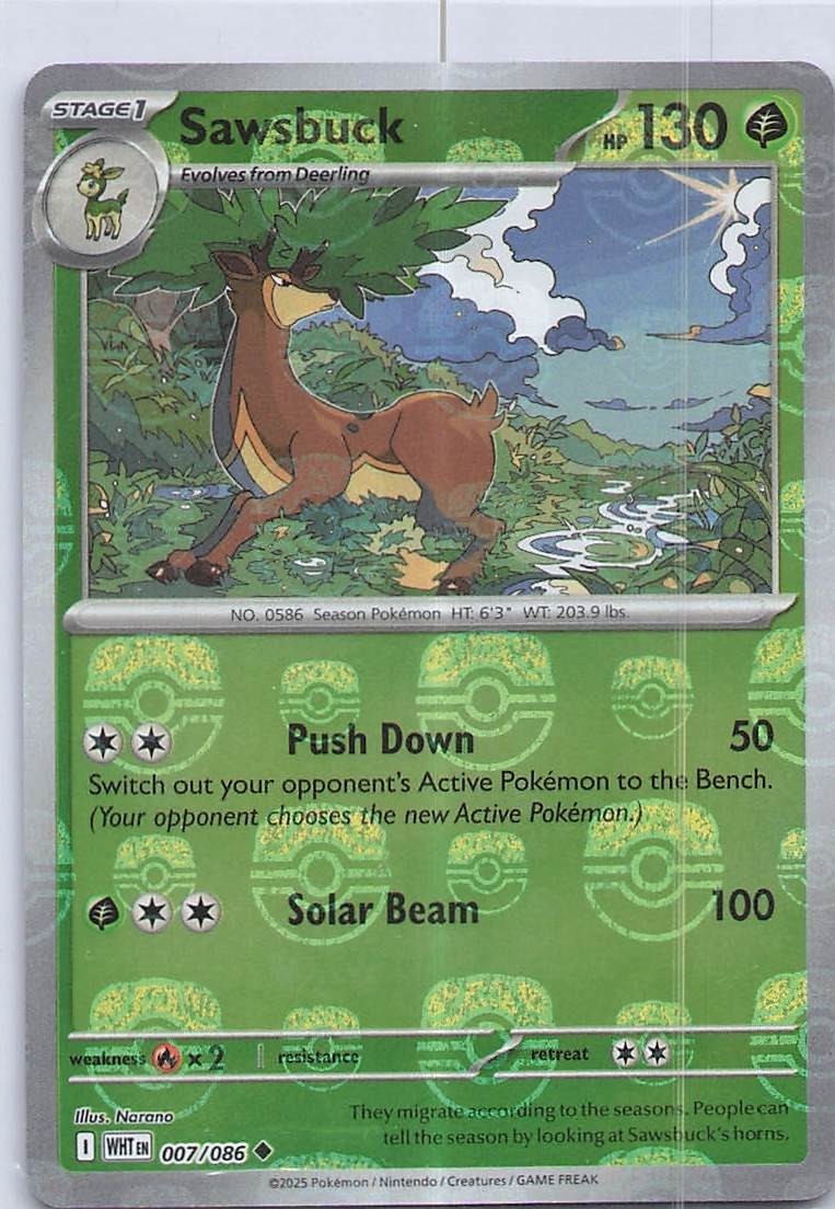Sawsbuck (Master Ball Pattern) Uncommon SV: White Flare 007/086 NM Holo