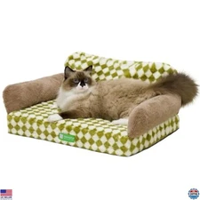 MEWOOFUN Green Cat & Orthopedic Dog Bed - Egg-Foam Comfort, Washable, Non-Slip