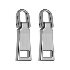 2Set Detachable Metal Zipper Pull Replacement for Luggage Gunmetal Black