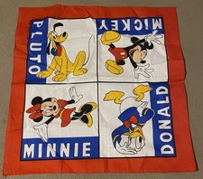Vintage Disney Mickey Minnie Mouse Donald Pluto Hav-A-Hank Bandana Cloth USA 90s