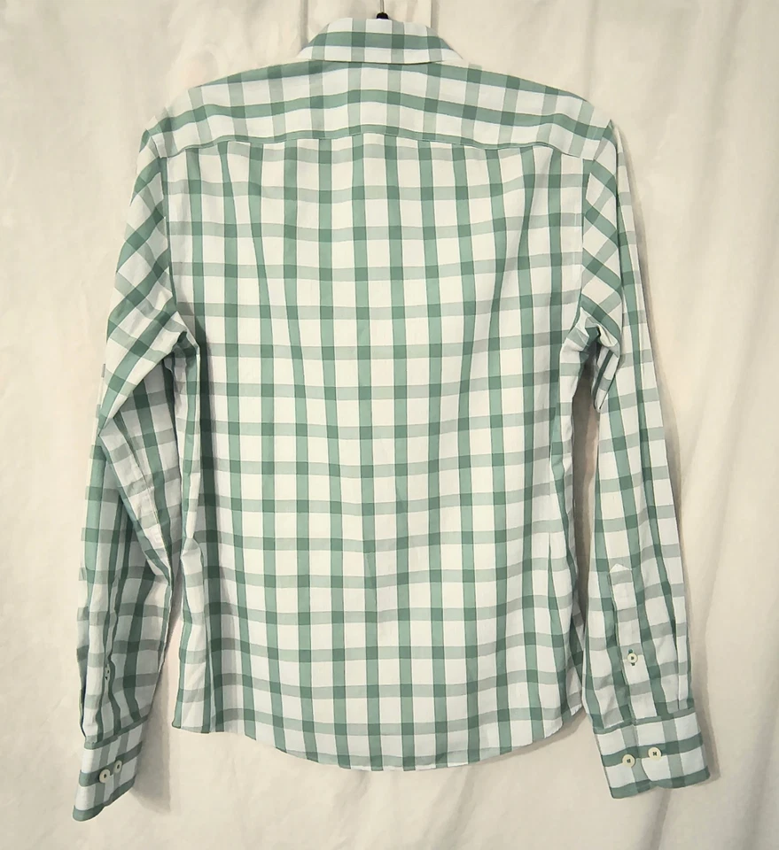UNTUCKit Shirt Mens Small S Green Gingham Slim Fit Wrinkle Free Button Up - Image 4 of 4