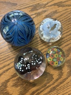 Lot Of 4 Paper Weights Various Sizes Assume Glass