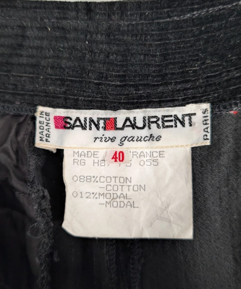 Винтажные вельветовые брюки Saint Laurent Rive Gauche AW 1987 плиссированные Франция 40 - Изображение 4 из 4