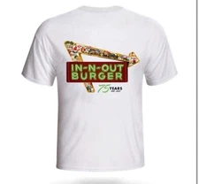 In-N-Out Burger 2024 75th Anniversary White T-Shirt Men's LARGE