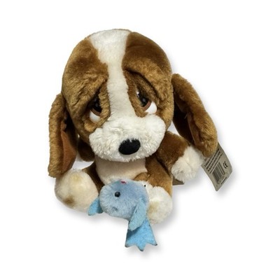 Vintage Applause Sad Sam Honey Plush Dog w Blue Bird Toy 6-7” W