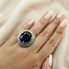 Brilliant Intense Blue Sapphire 21.35Ct 925 Sterling Silver White Gold Rings